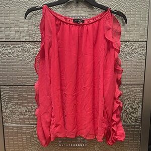 Vera Wang Pink Flutter Sleeve Ruffled Blouse